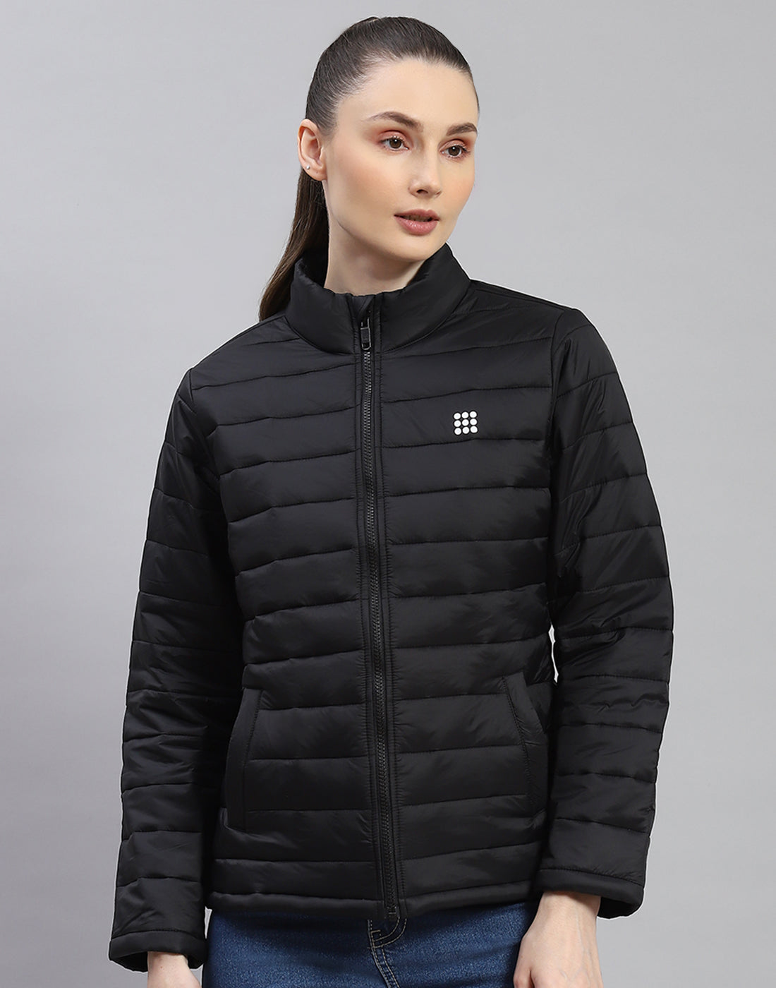 Rock.it Women Black Solid Stand Collar Full Sleeve Jacket