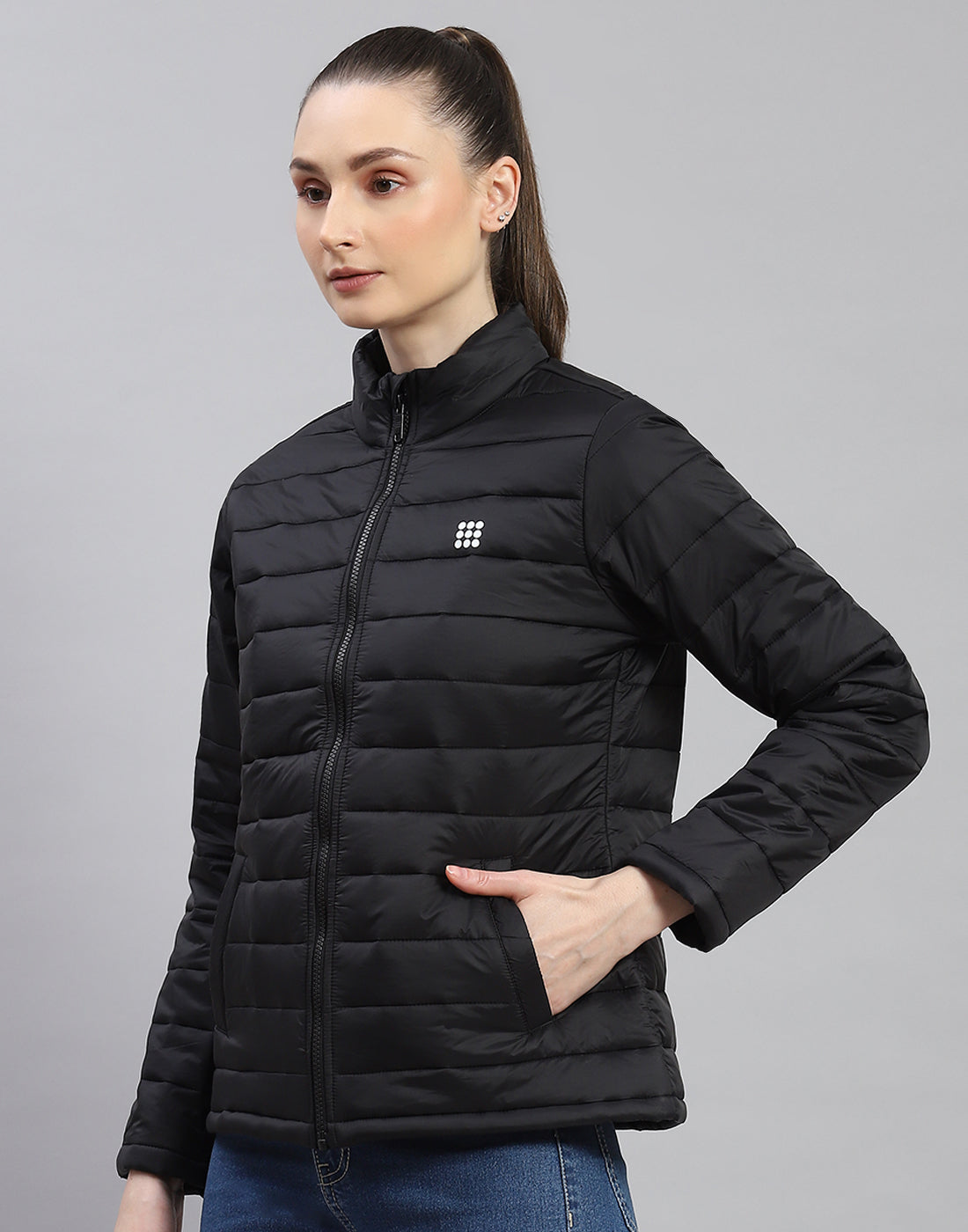 Rock.it Women Black Solid Stand Collar Full Sleeve Jacket