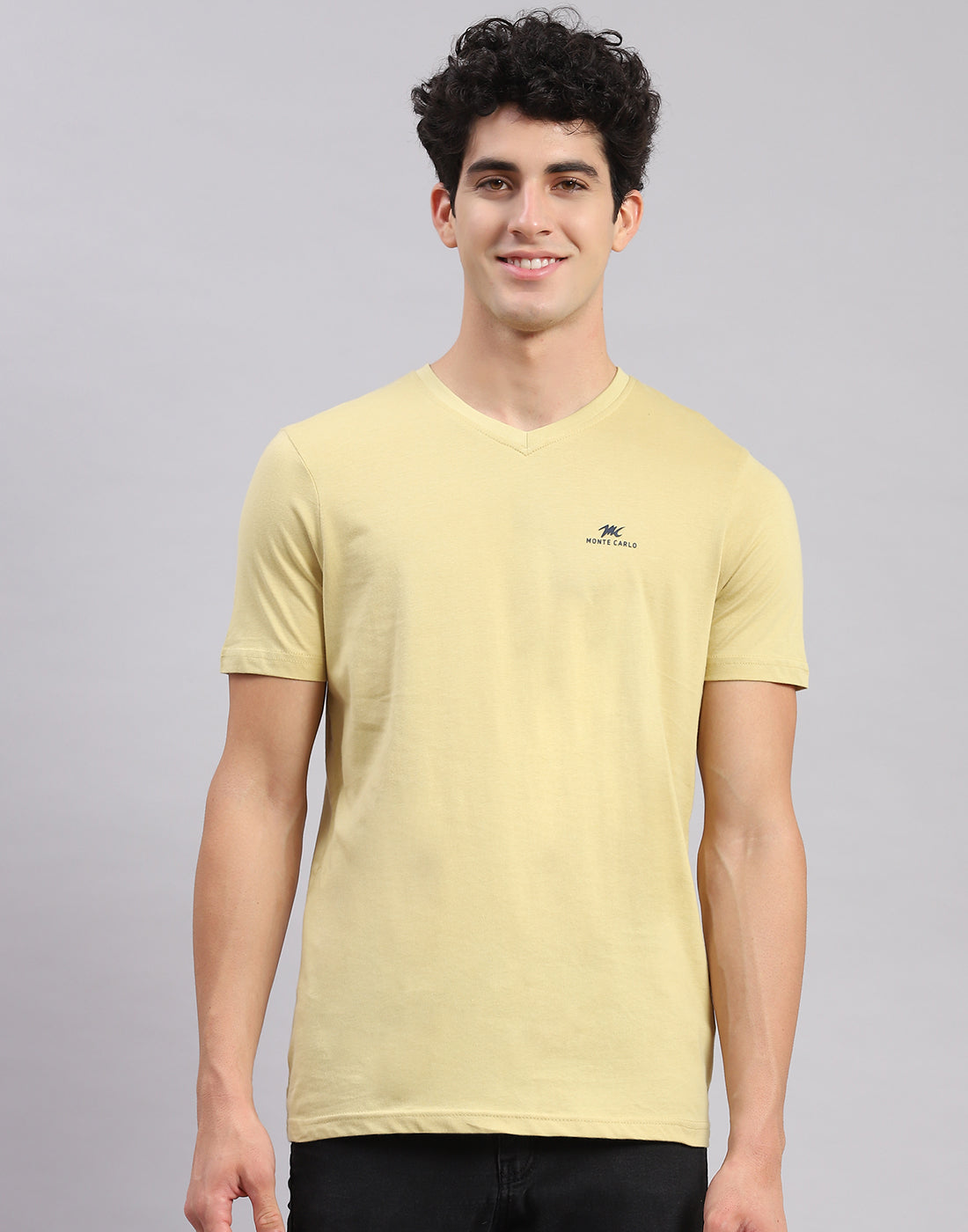 Men Multicolor Solid V Neck Half Sleeve T-Shirts