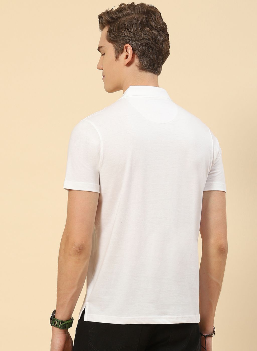 Men White Plain T-Shirt