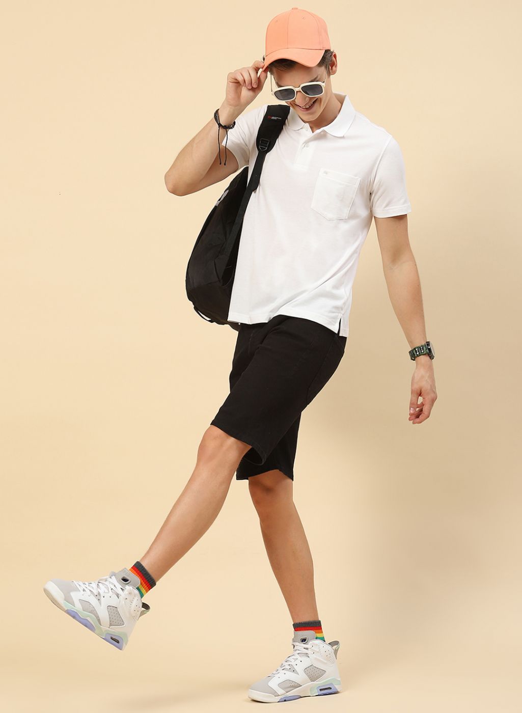 Men White Plain T-Shirt