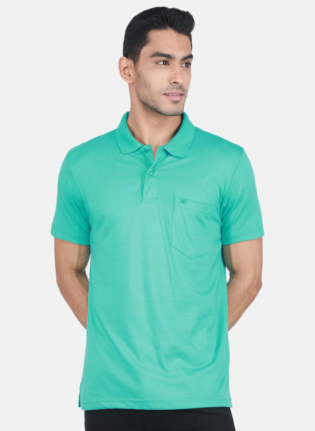 Men Turquoise Blue Solid T-Shirt