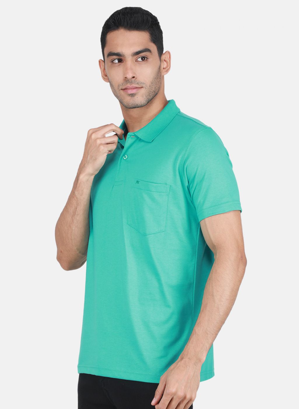 Men Turquoise Blue Solid T-Shirt