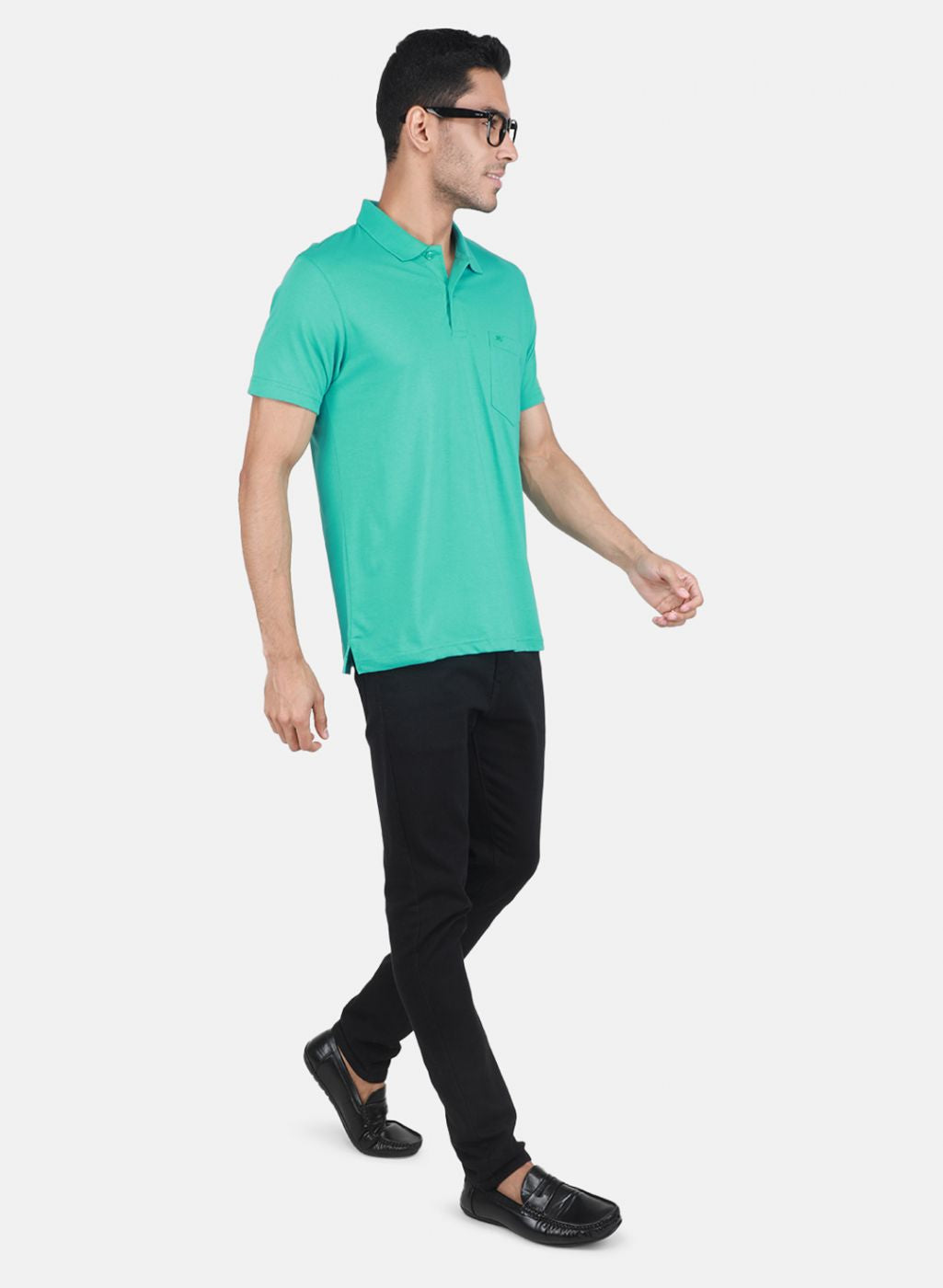 Men Turquoise Blue Solid T-Shirt