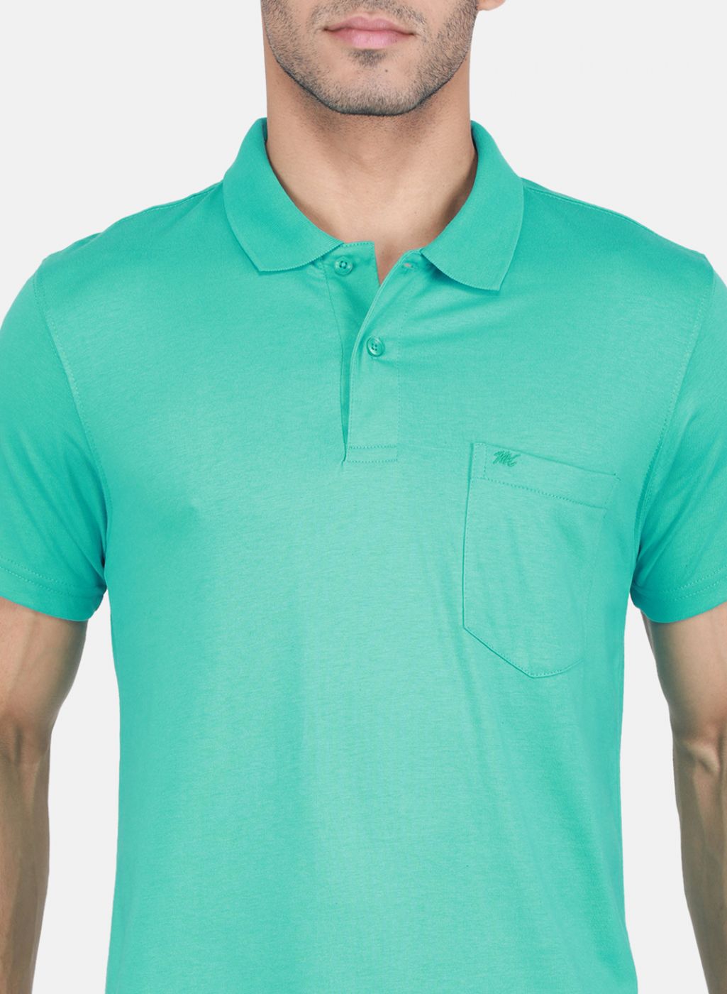 Men Turquoise Blue Solid T-Shirt