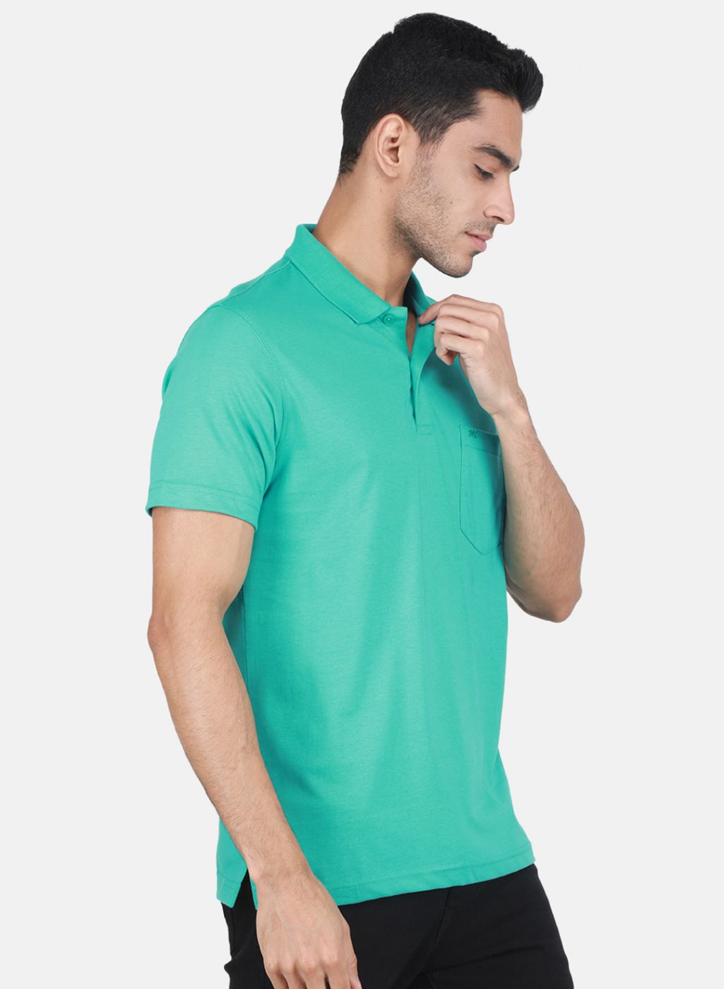 Men Turquoise Blue Solid T-Shirt