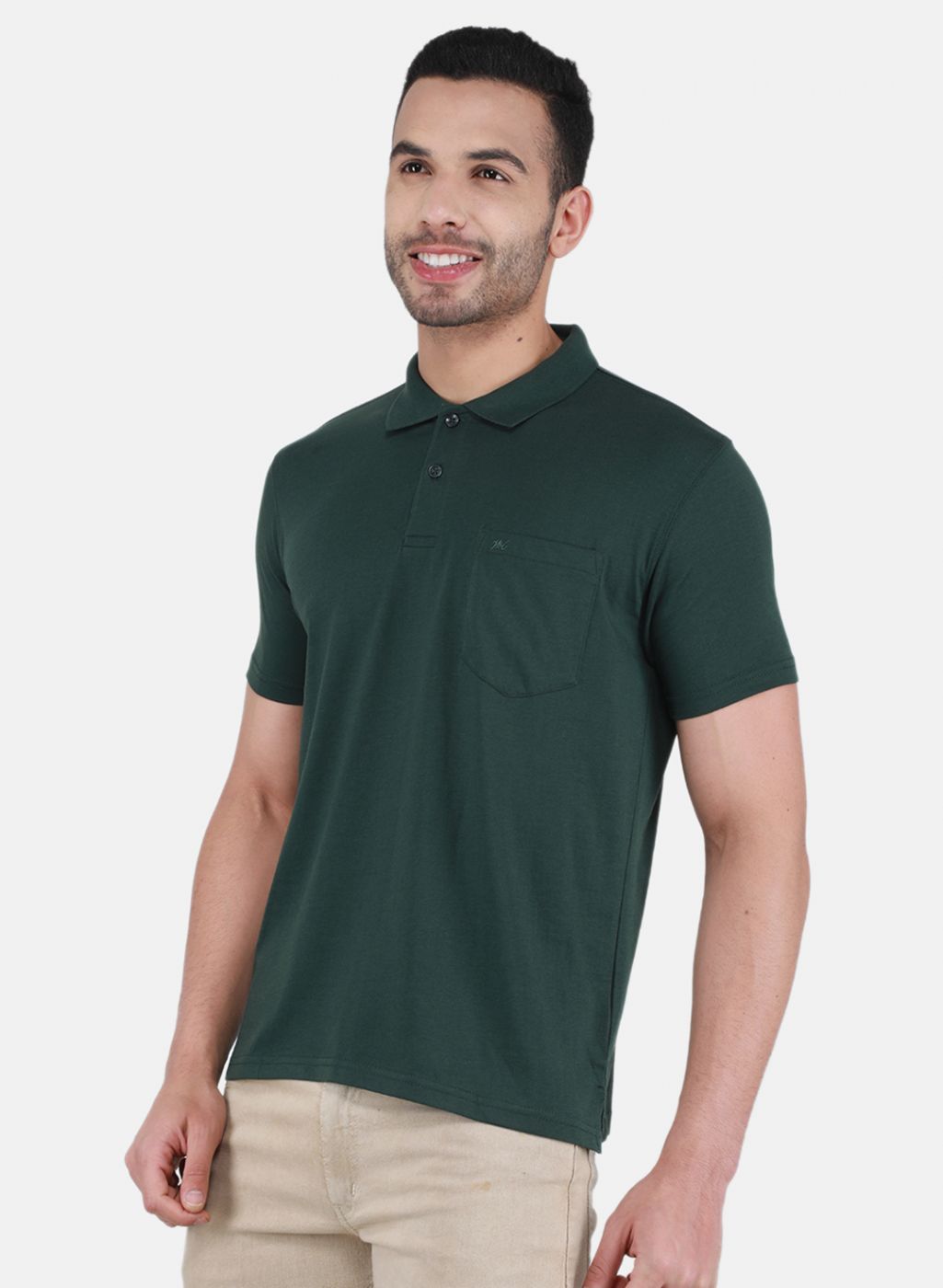 Men Green Solid T-Shirt