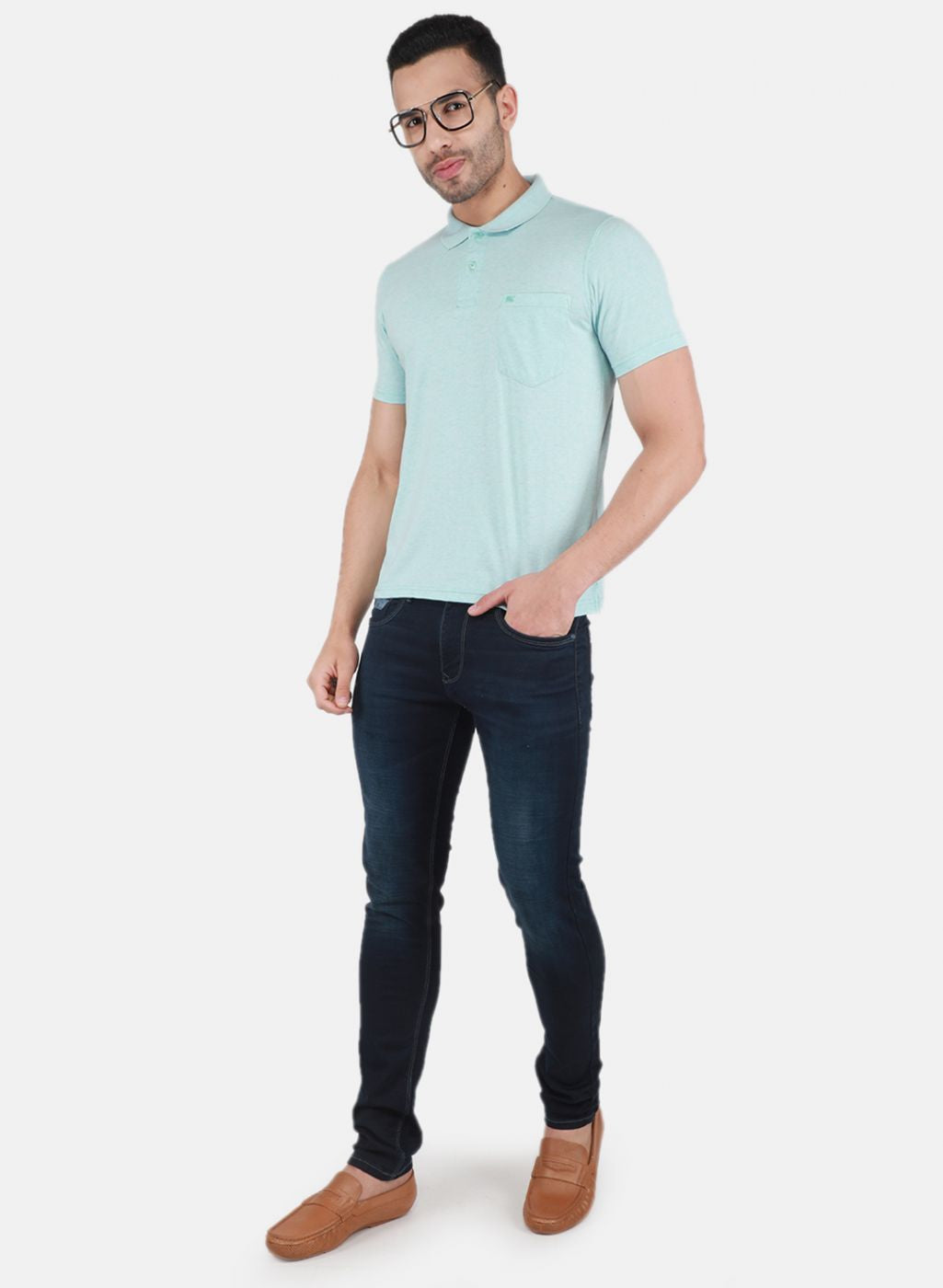 Men Blue Solid T-Shirt