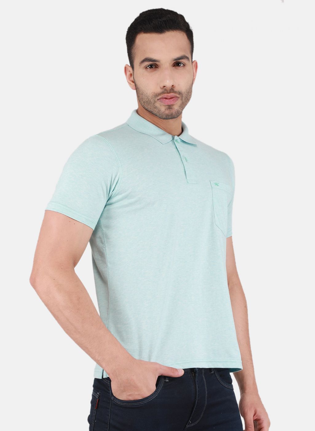 Men Blue Solid T-Shirt