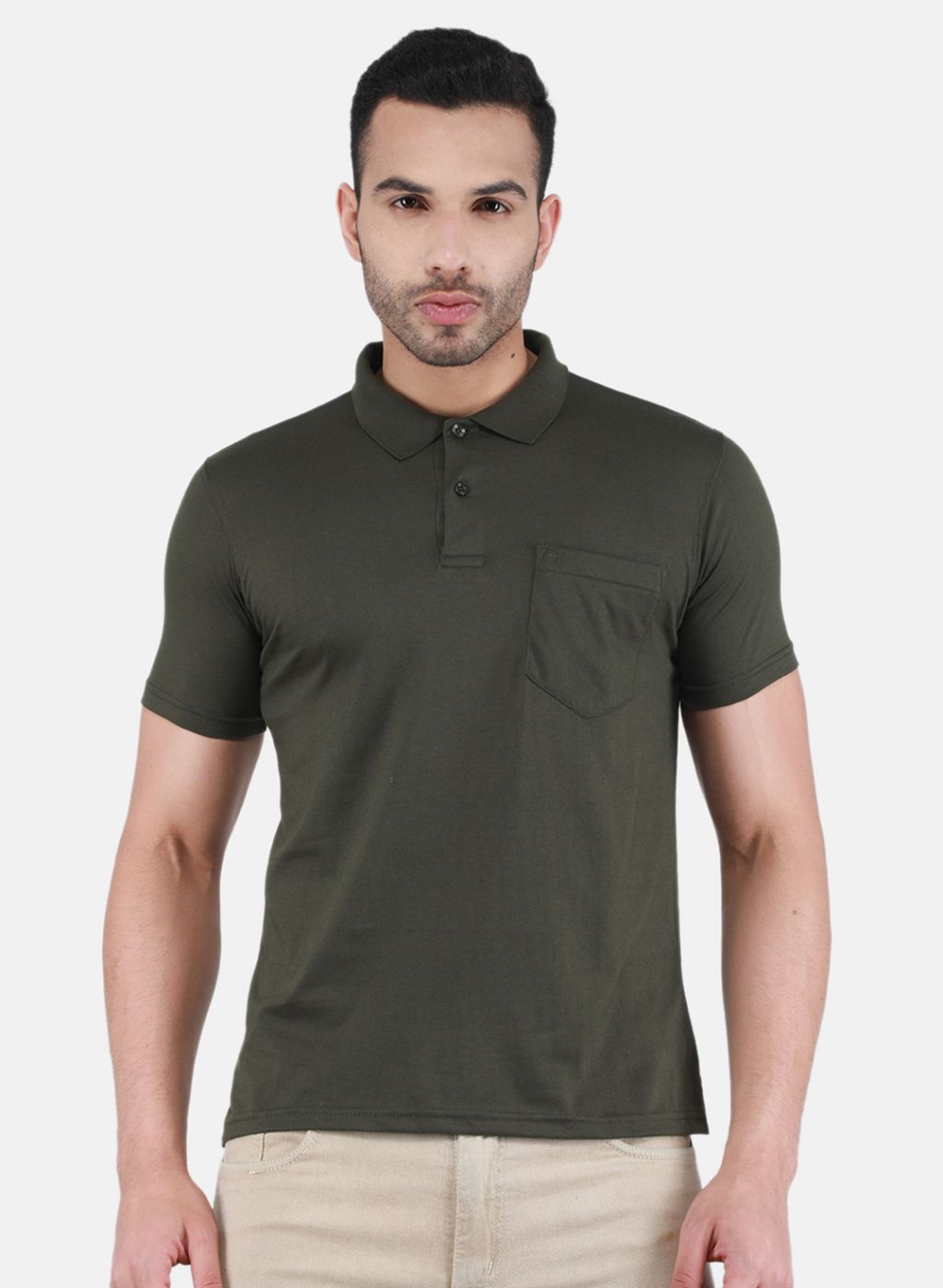 Men Olive Solid T-Shirt