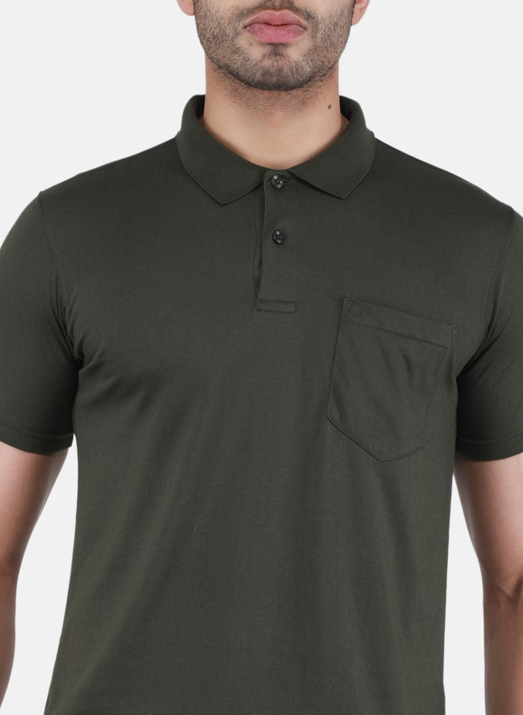 Men Olive Solid T-Shirt