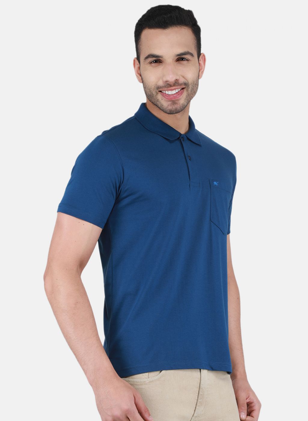 Men NAvy Blue Solid T-Shirt