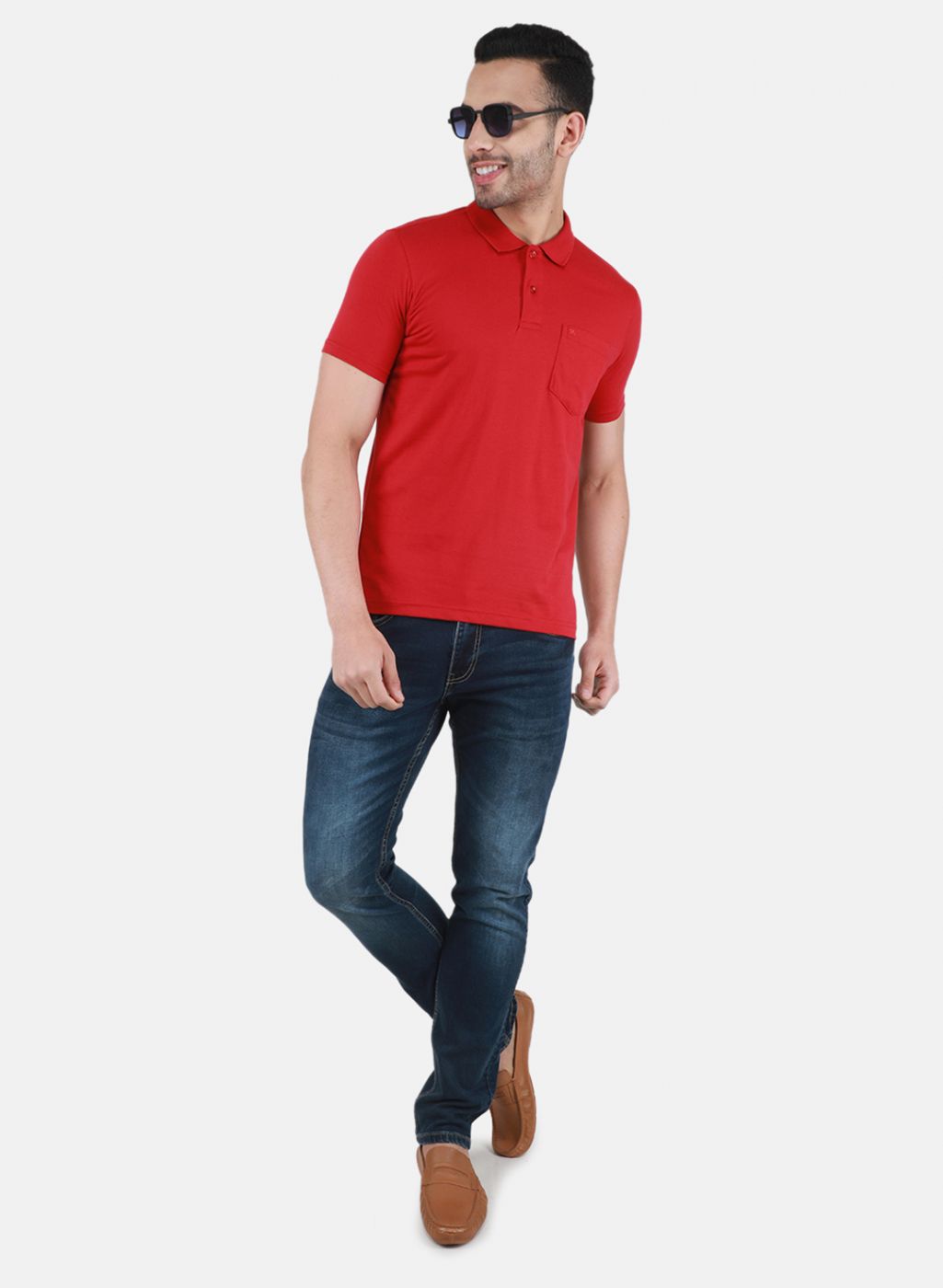 Men Red Solid T-Shirt