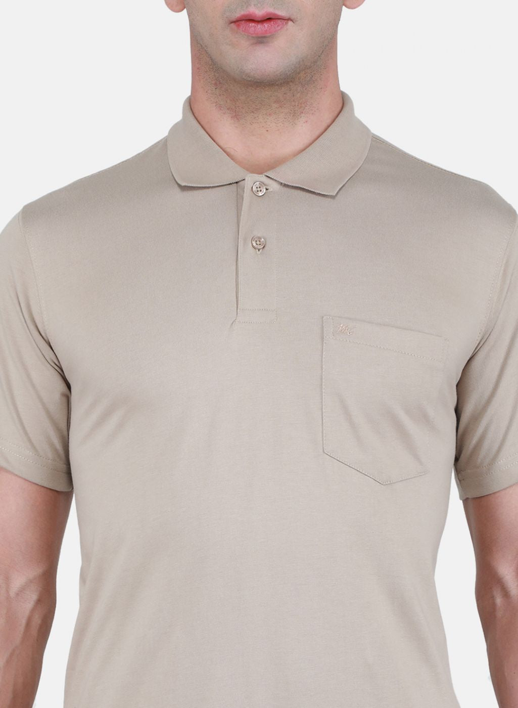 Men Beige Solid T-Shirt