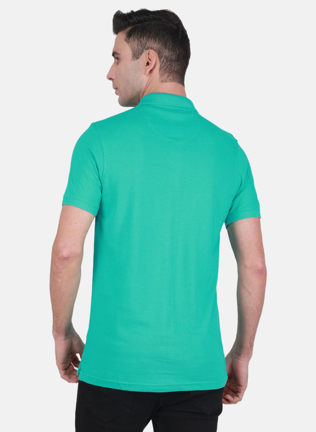 Men Sea Green Solid T-Shirt