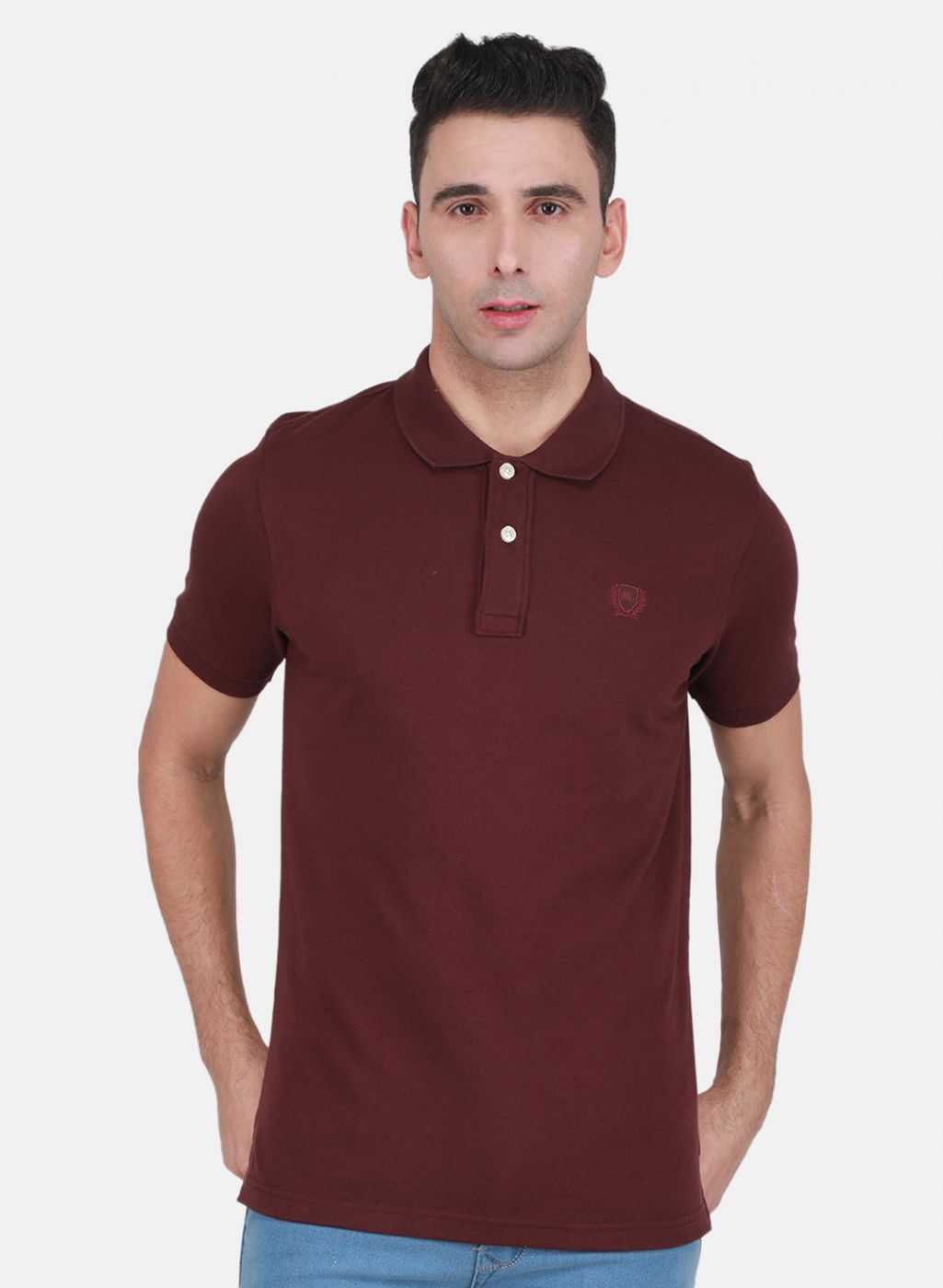 Men Maroon Solid T-Shirt