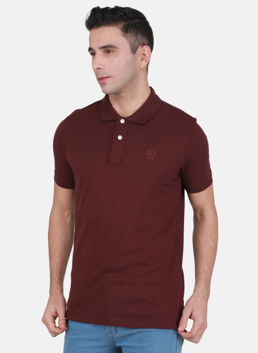 Men Maroon Solid T-Shirt