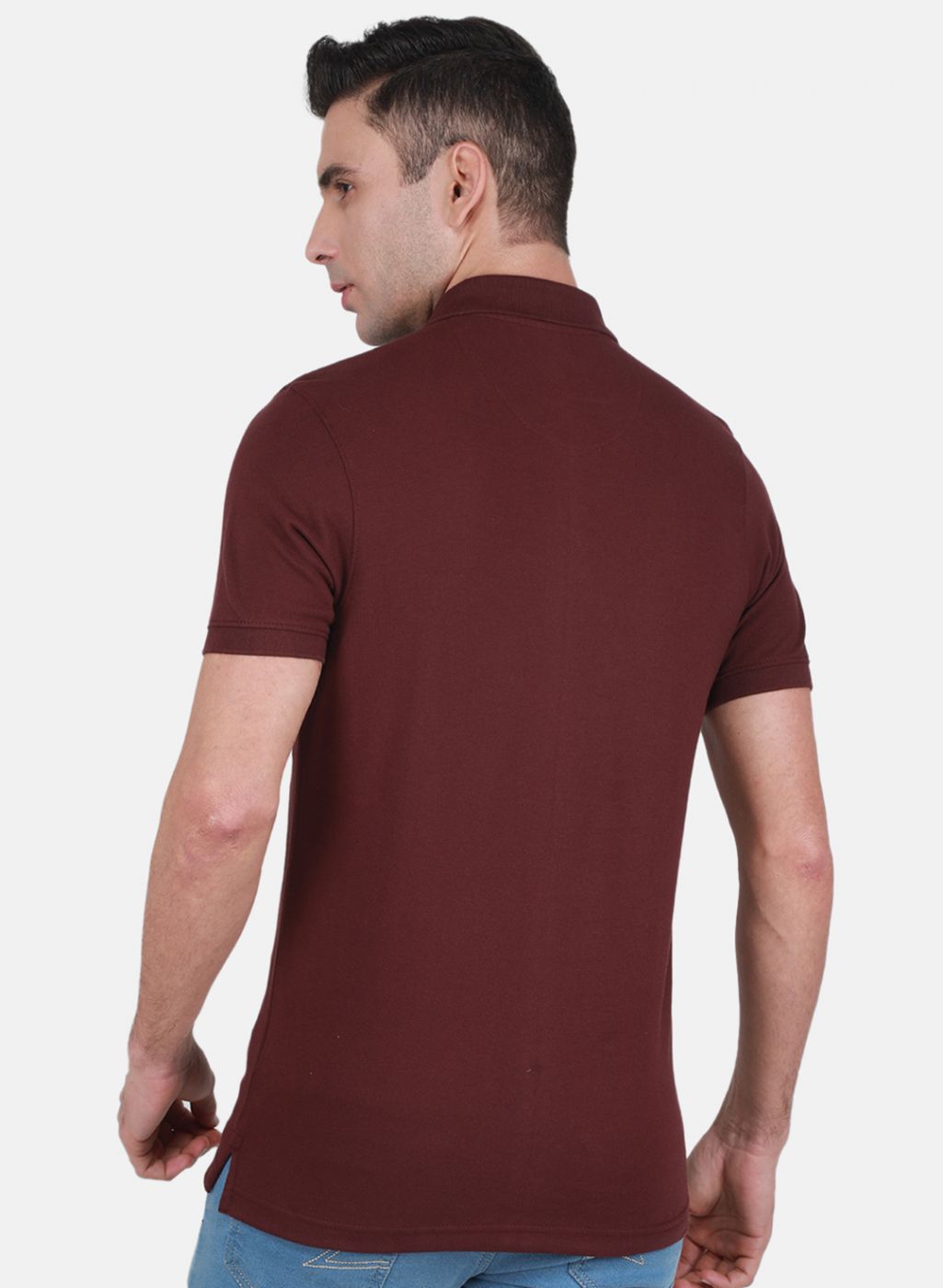 Men Maroon Solid T-Shirt