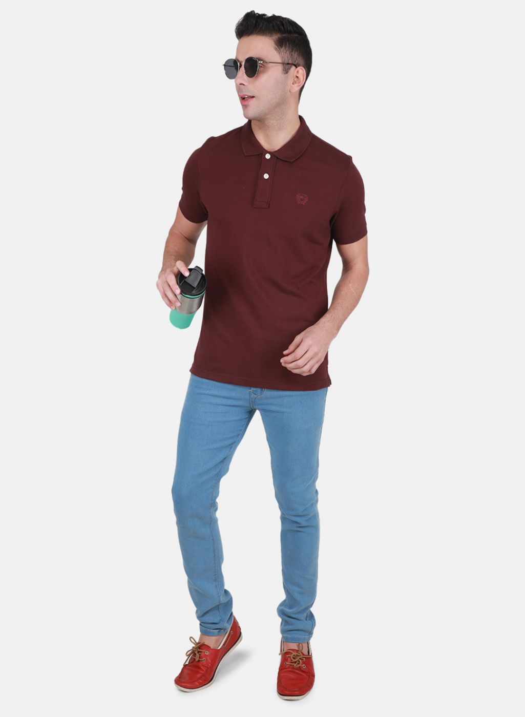 Men Maroon Solid T-Shirt
