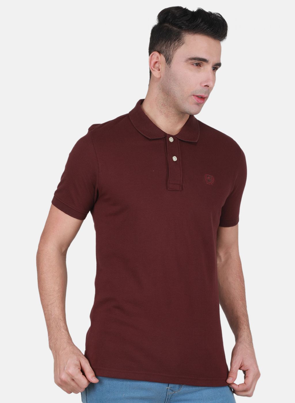 Men Maroon Solid T-Shirt