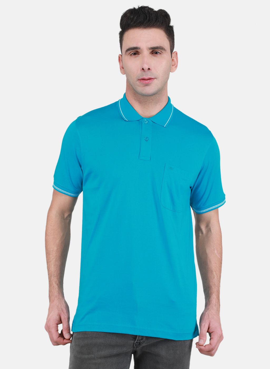 Men Turquoise Blue Solid T-Shirt