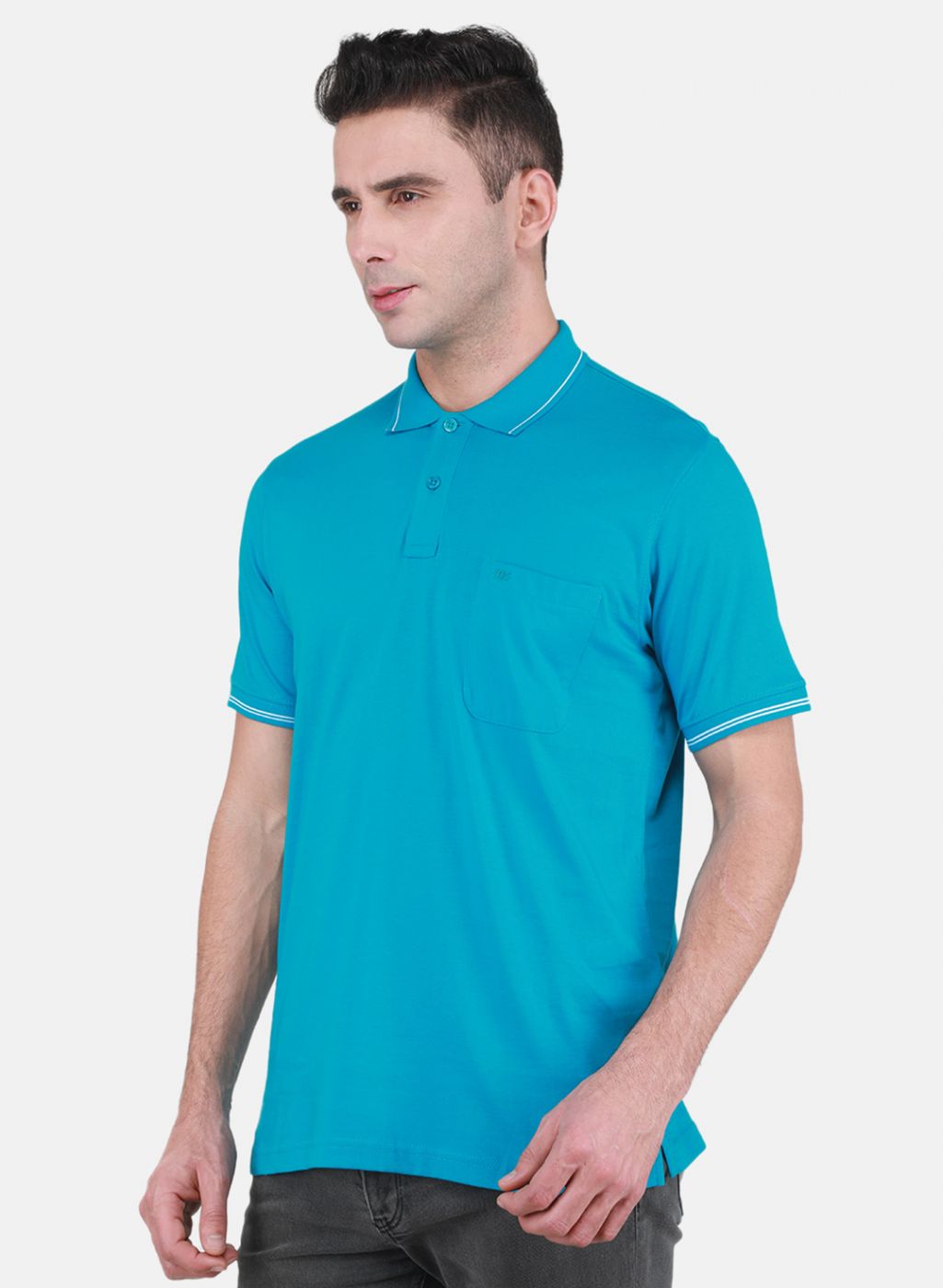 Men Turquoise Blue Solid T-Shirt