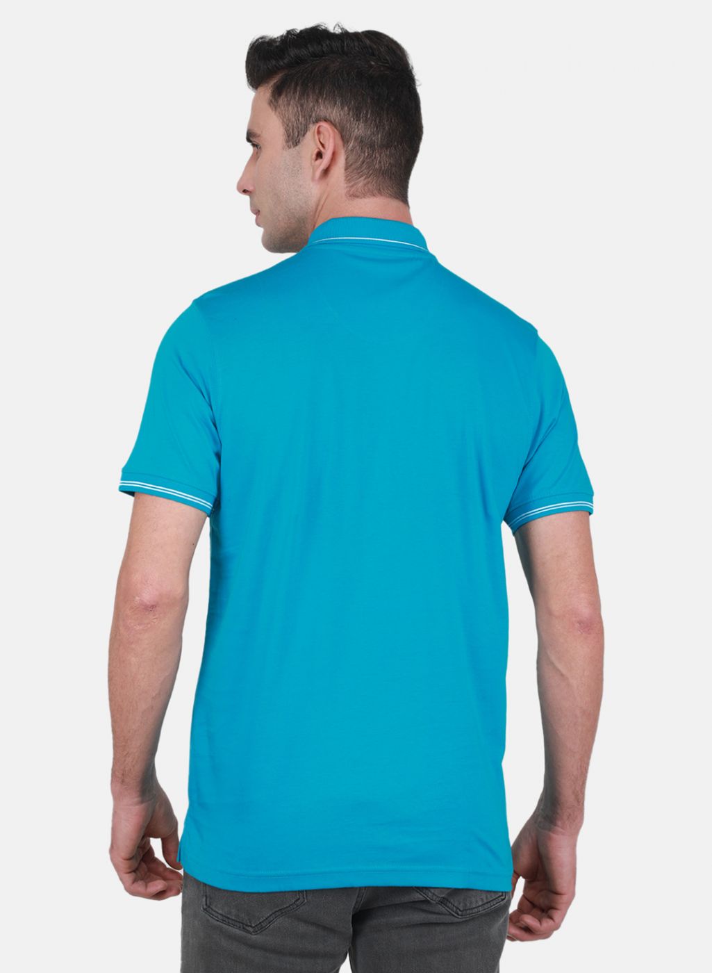Men Turquoise Blue Solid T-Shirt