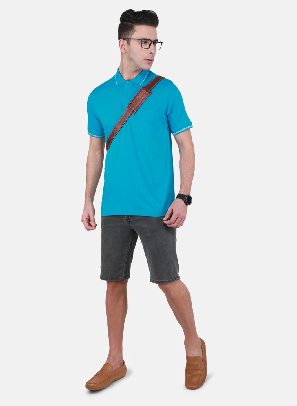 Men Turquoise Blue Solid T-Shirt