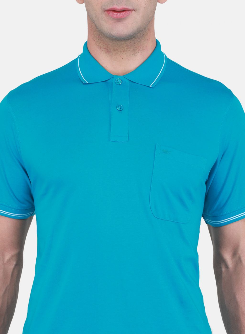 Men Turquoise Blue Solid T-Shirt