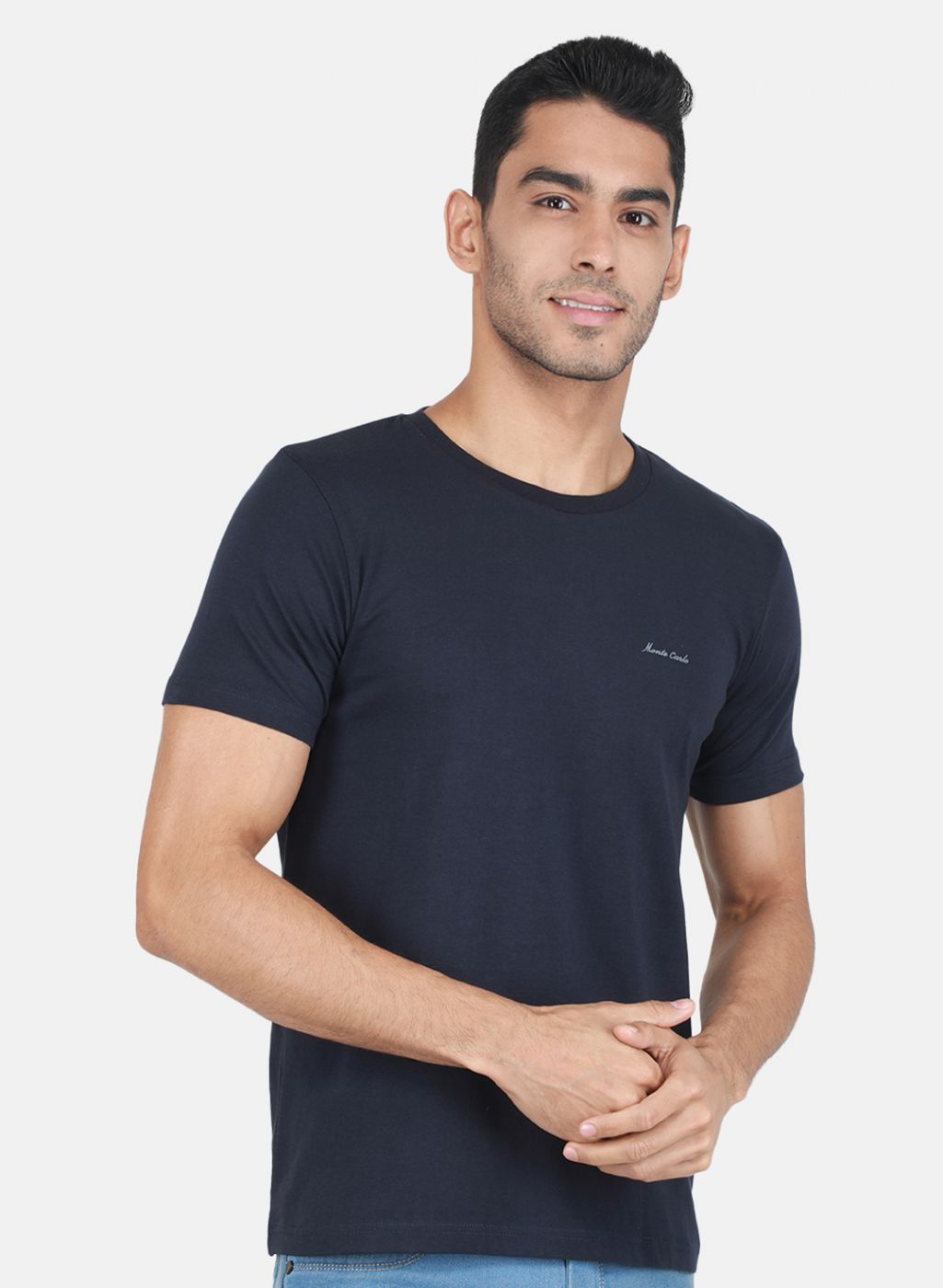 Men Blue Solid T-Shirt