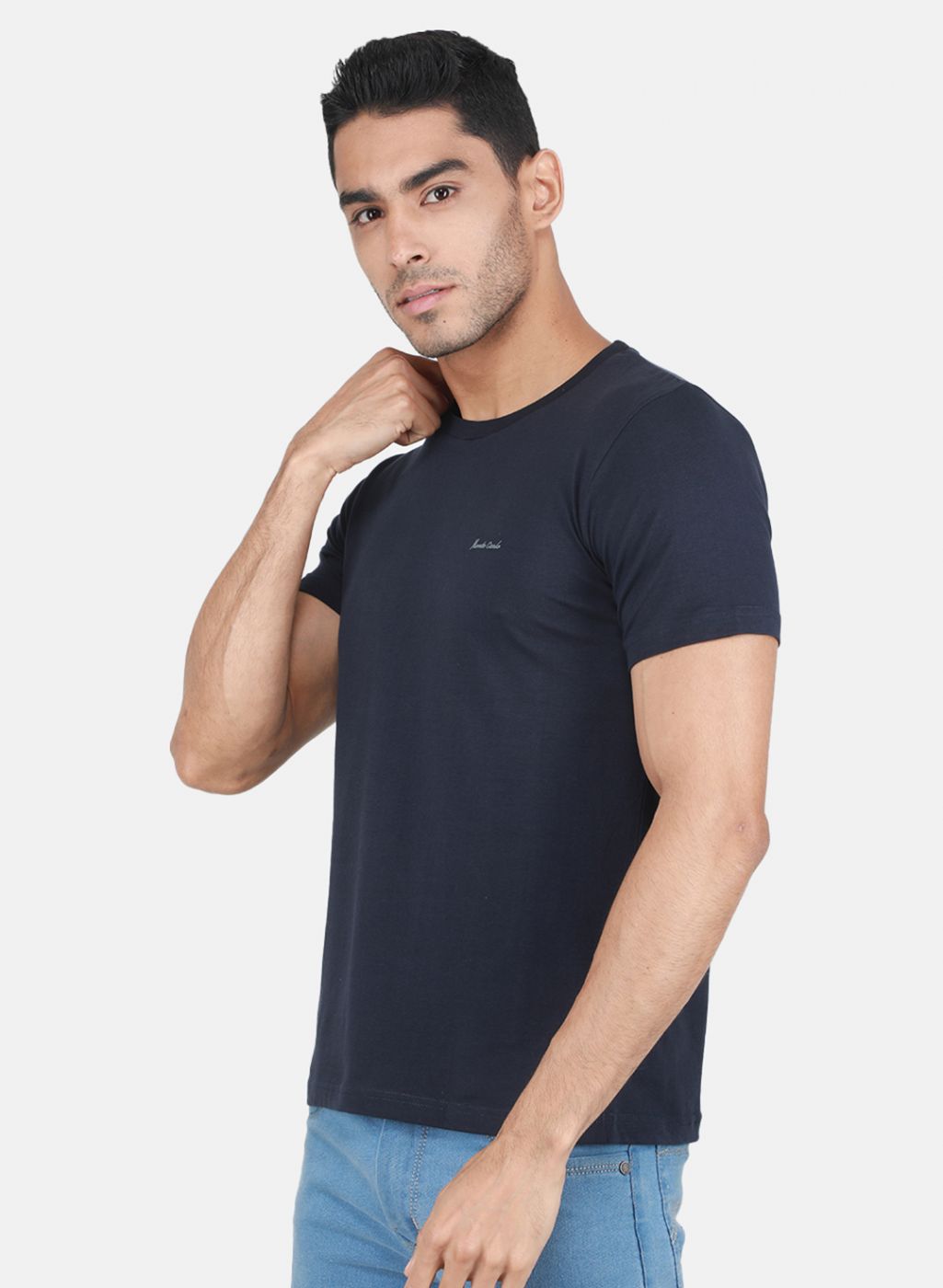 Men Blue Solid T-Shirt