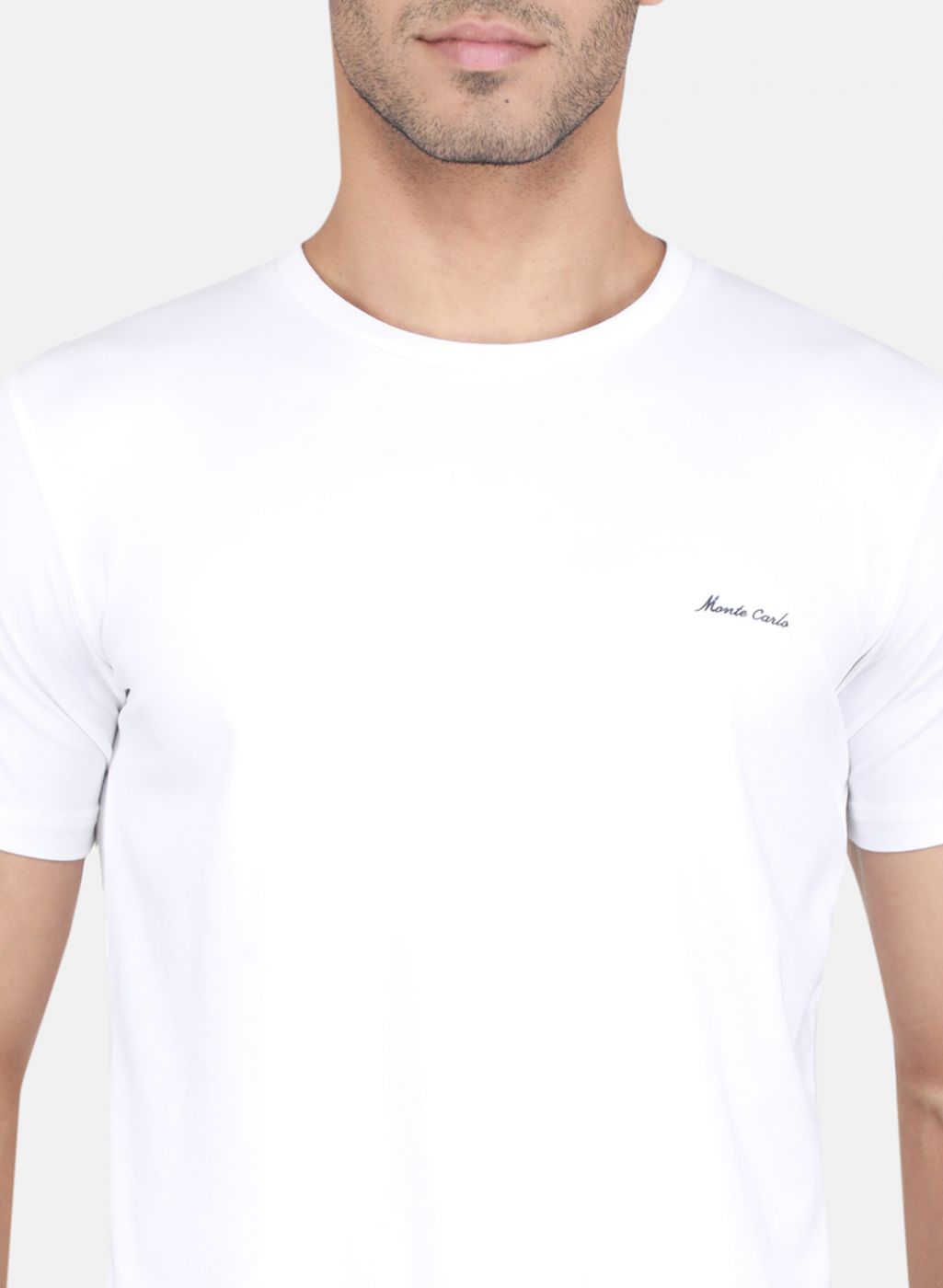 Men White Solid T-Shirt