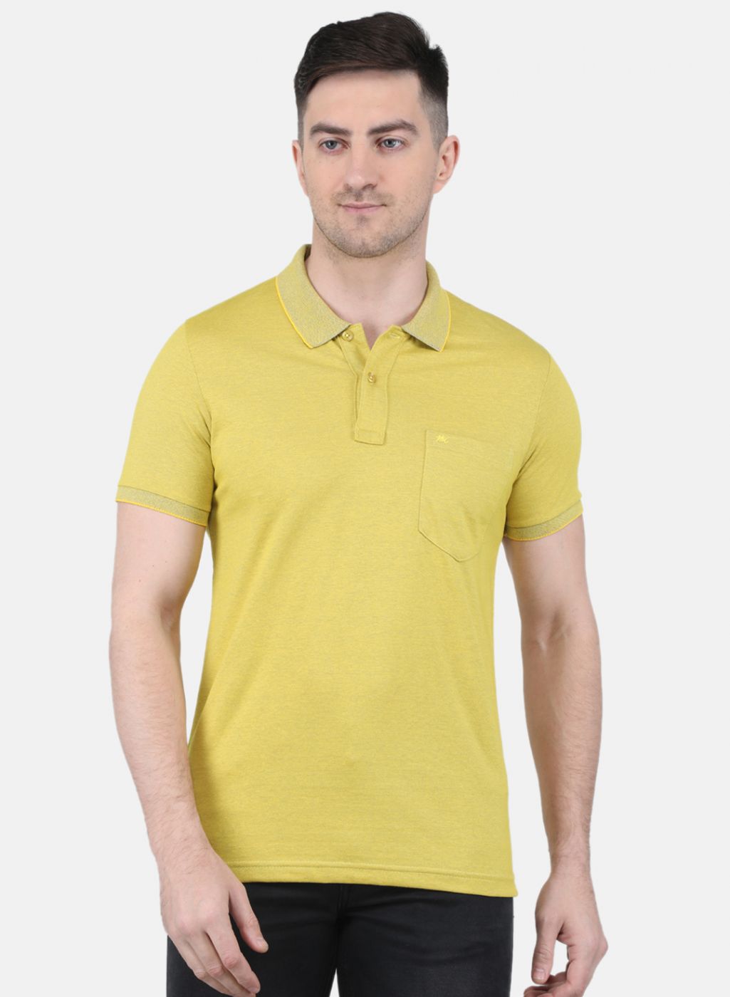 Men Yelllow Solid T-Shirt