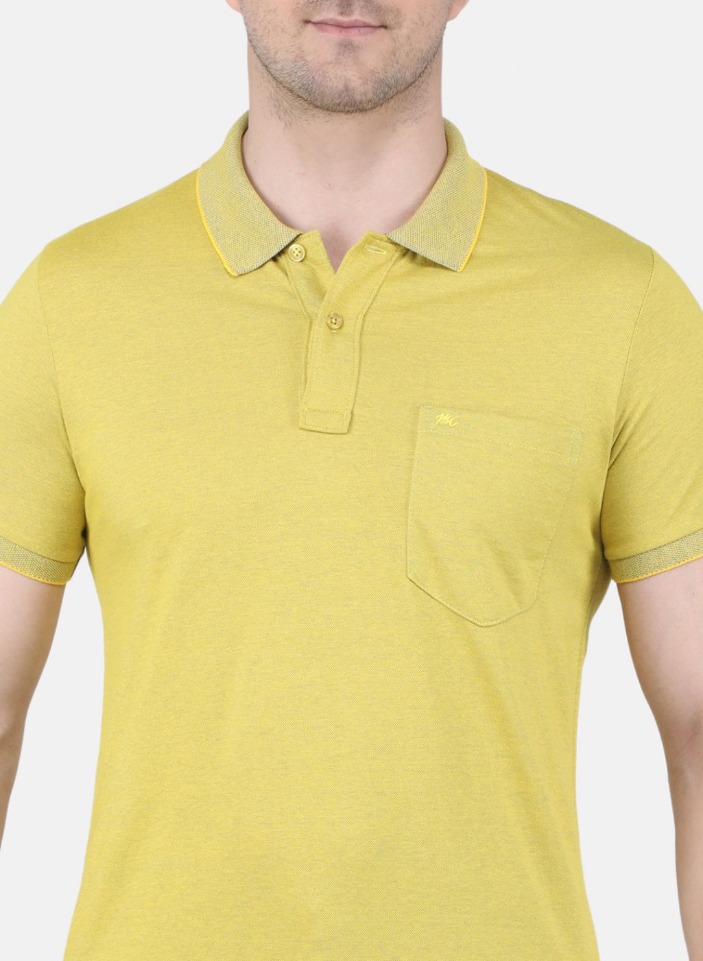 Men Yelllow Solid T-Shirt