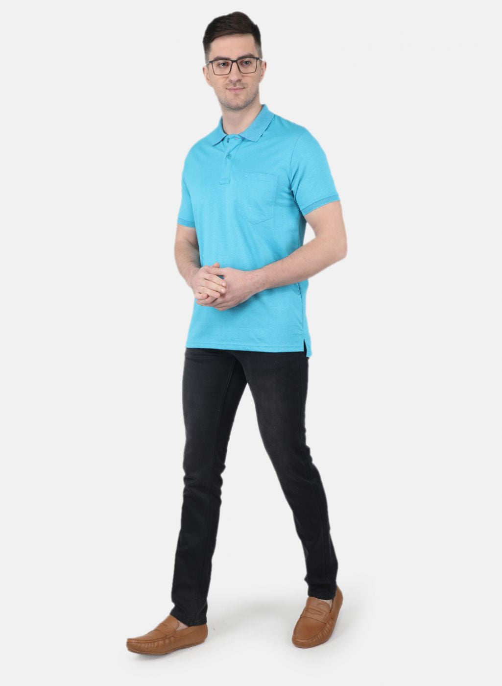 Men Blue Solid T-Shirt