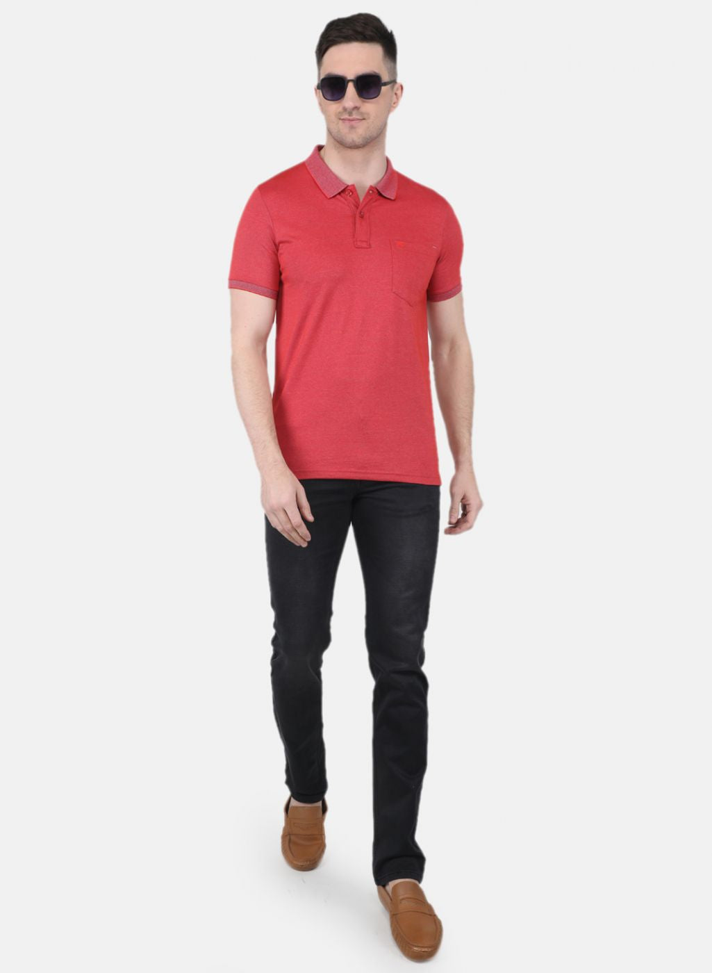 Men Rust Orange Solid T-Shirt