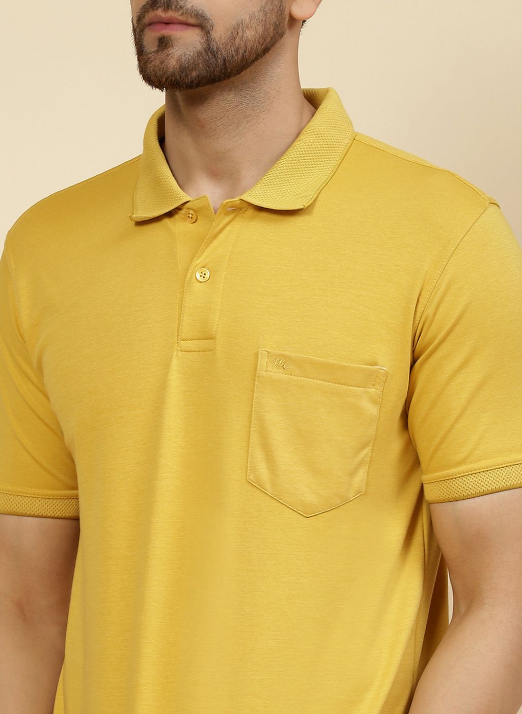 Men Yellow Solid T-Shirt