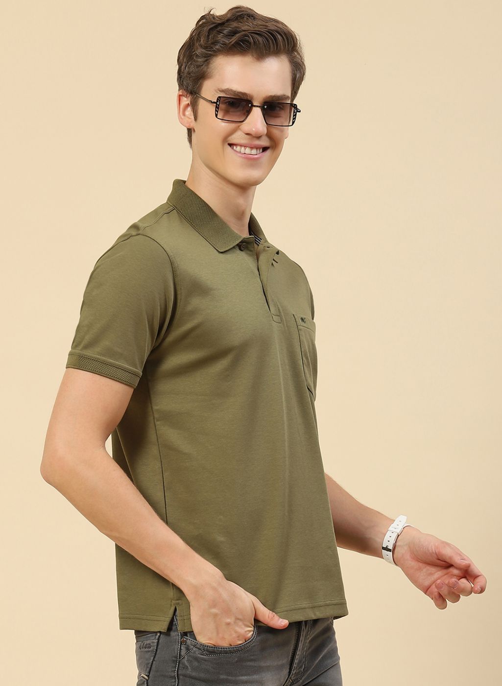 Men Olive Printed T-Shirt