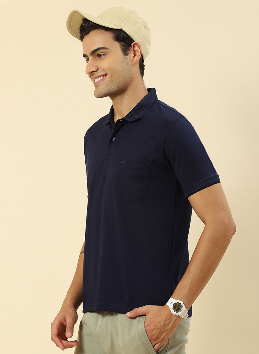 Men NAvy Blue Plain T-Shirt