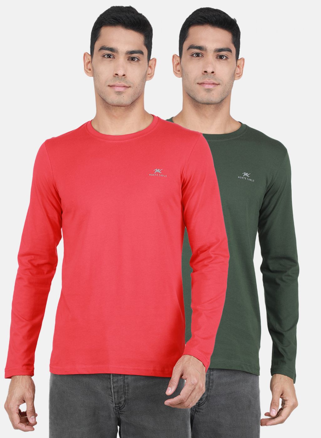 Men Red & Olive Solid T-Shirt