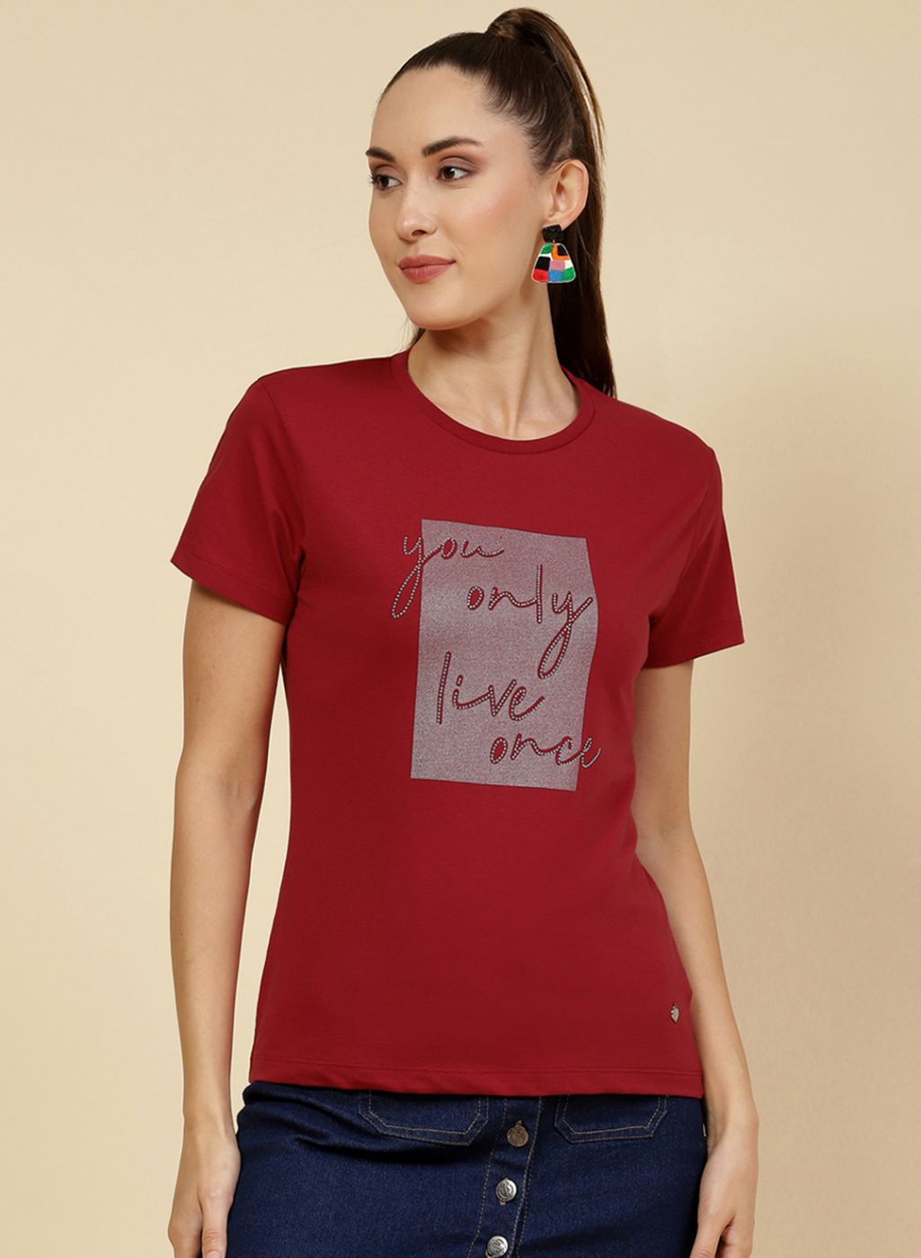 Women Maroon Printed Top