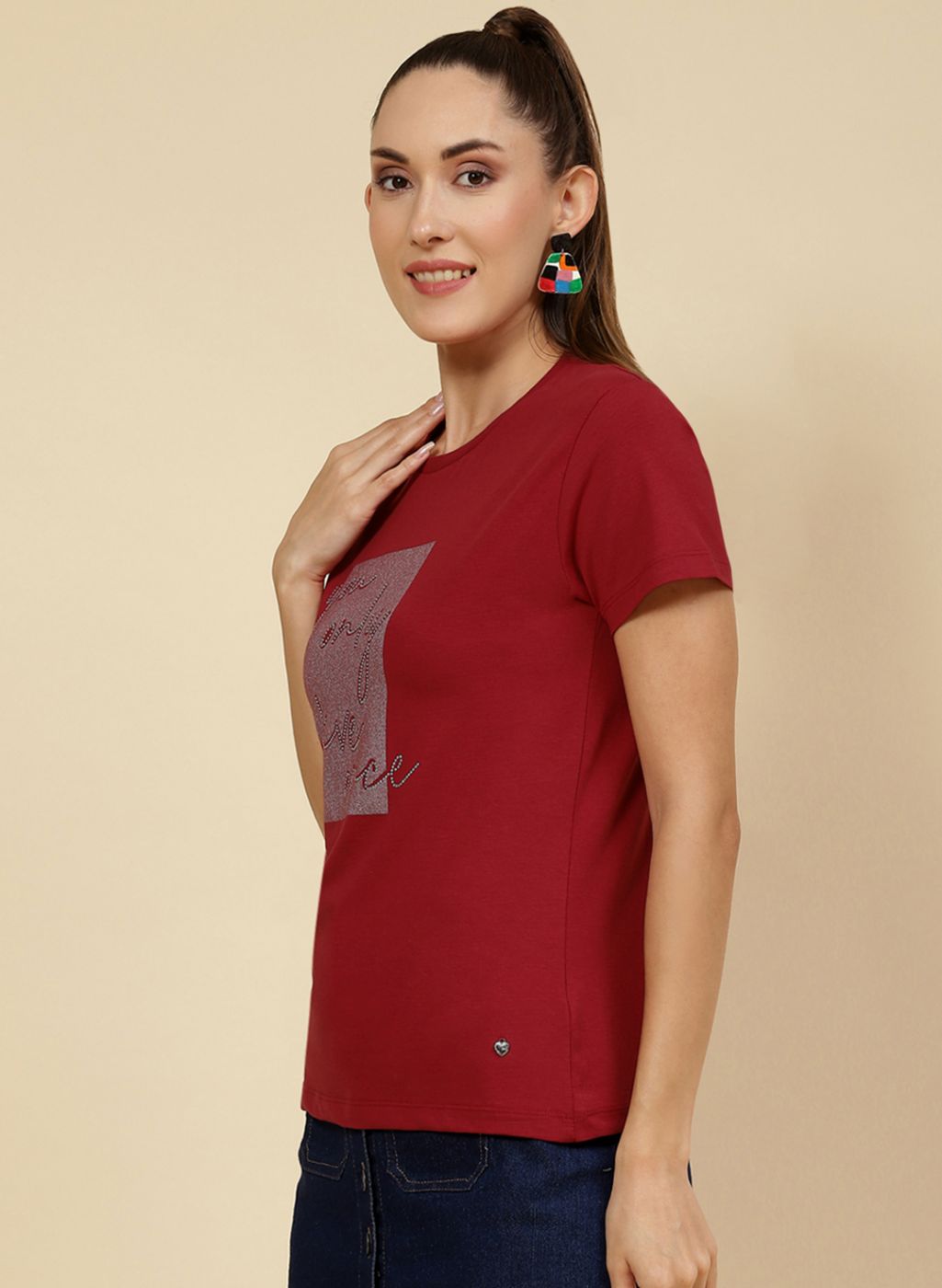 Women Maroon Printed Top