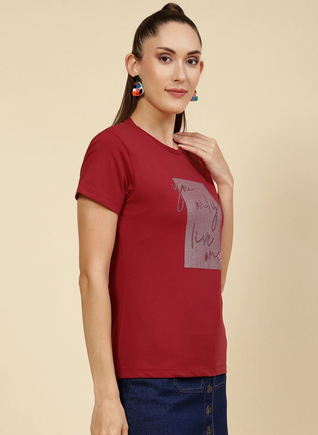 Women Maroon Printed Top