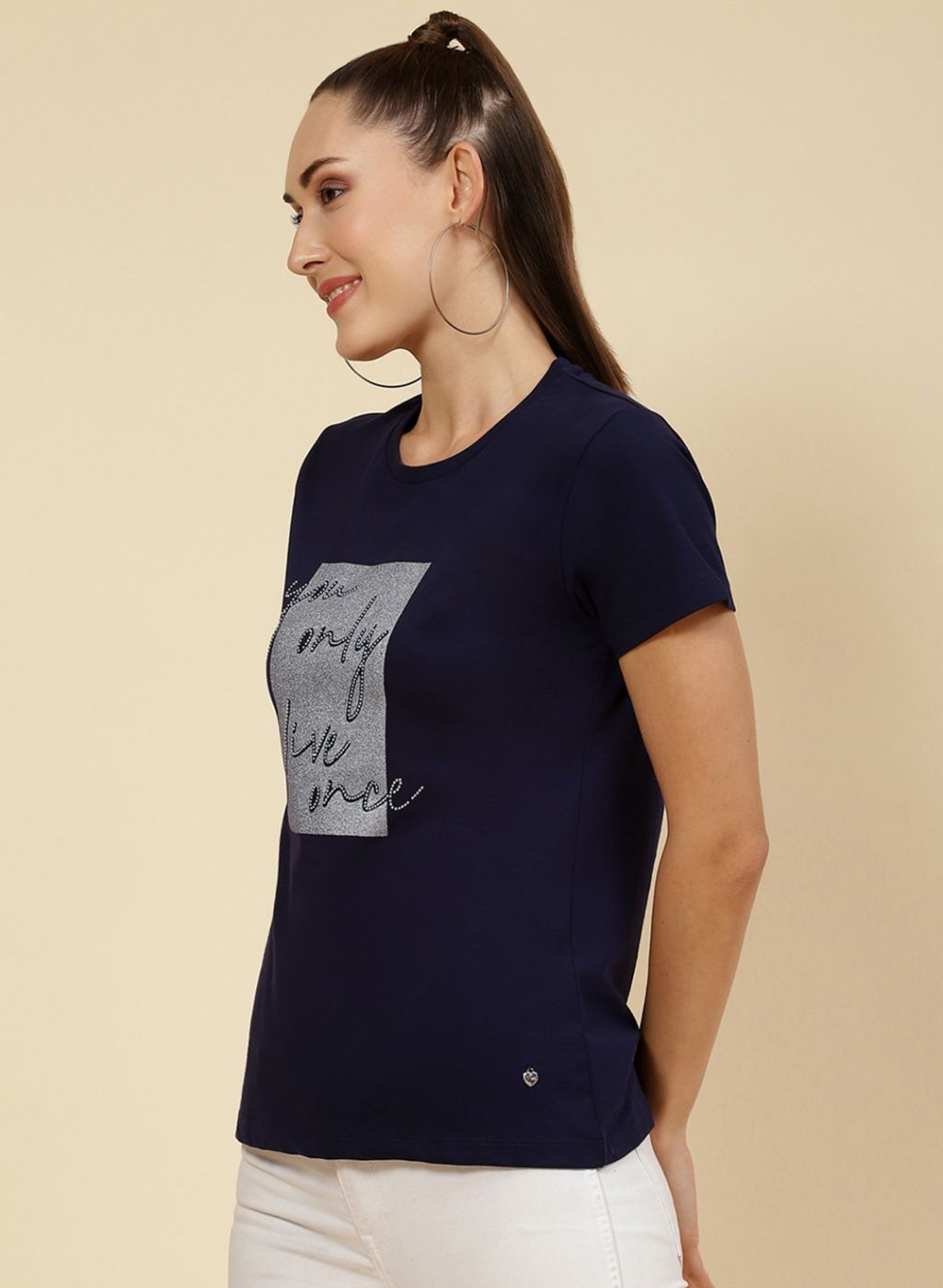 Women NAvy Blue Printed Top
