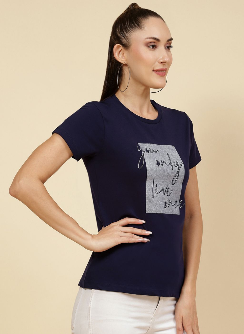 Women NAvy Blue Printed Top
