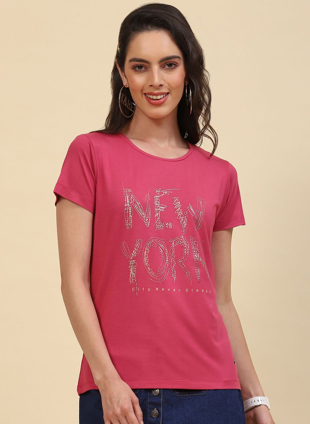 Women Pink Printed Top