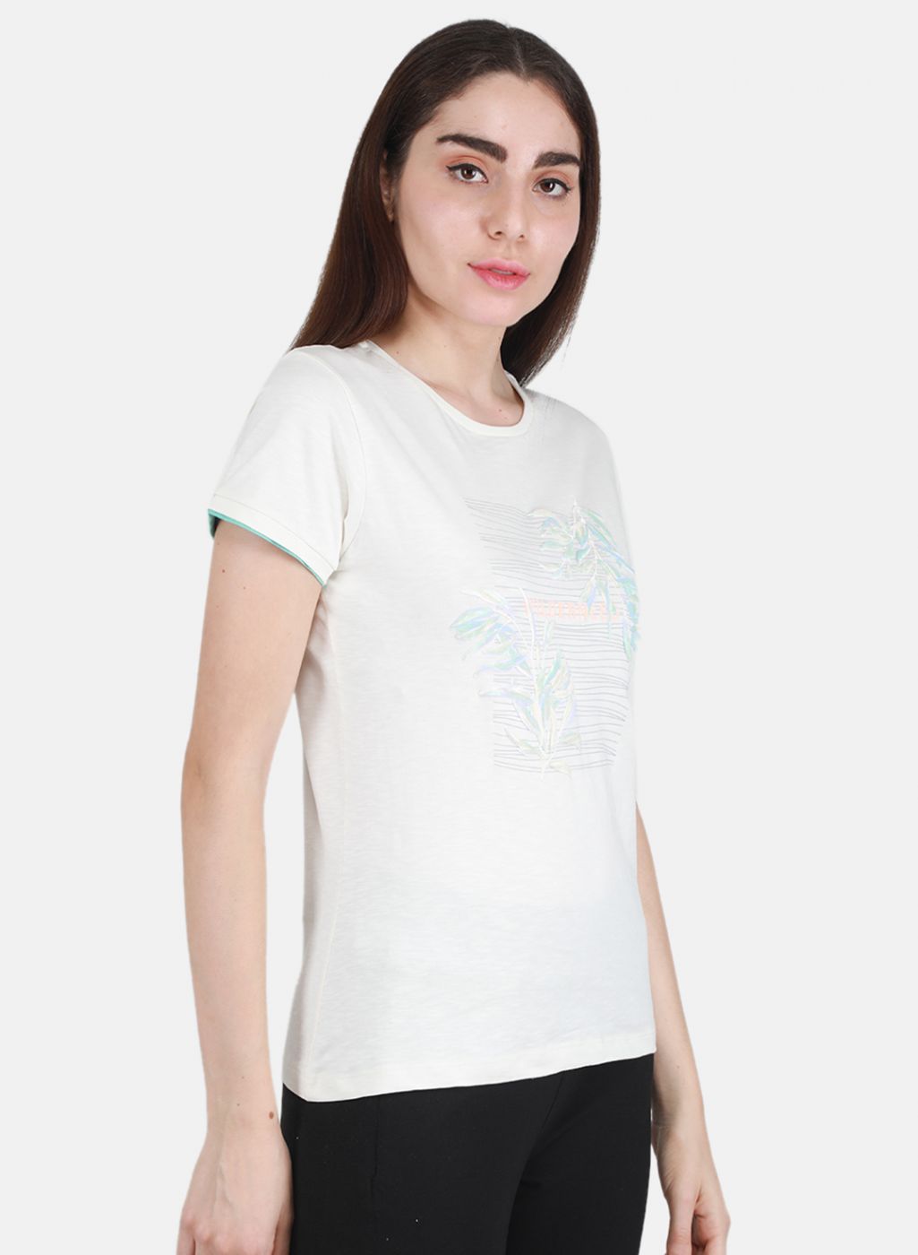 Women Off White Printed Top