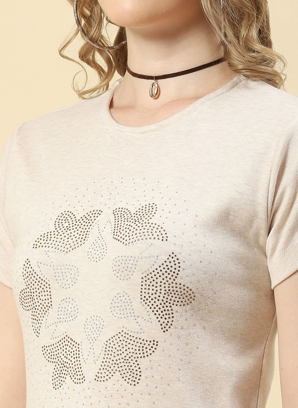 Women Beige Printed Top