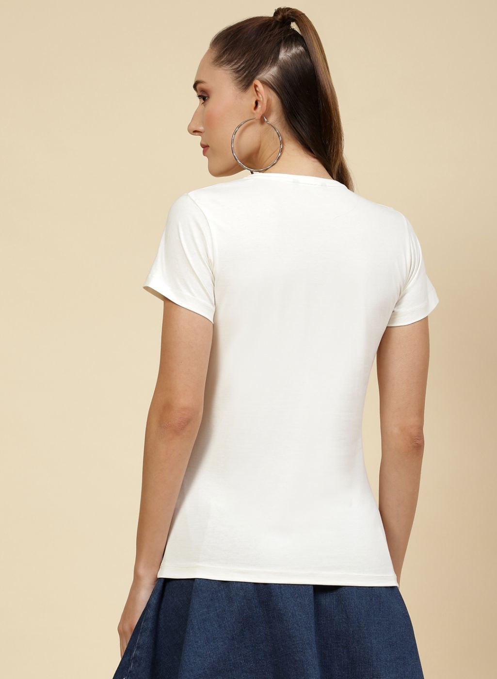 Women Off White Embroidered Top