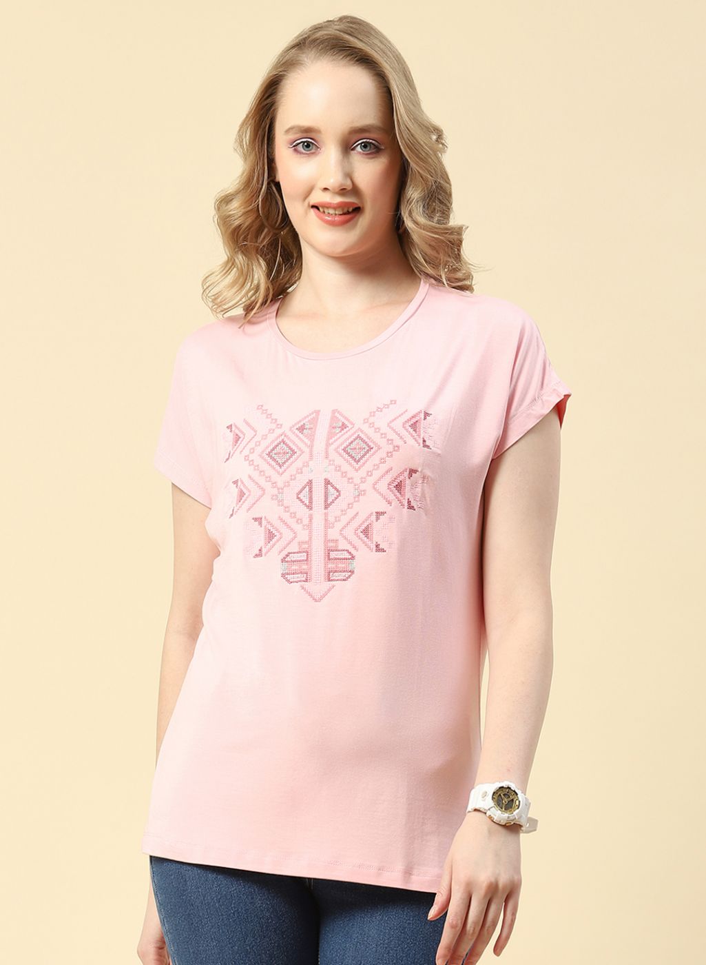 Women Pink Printed Top